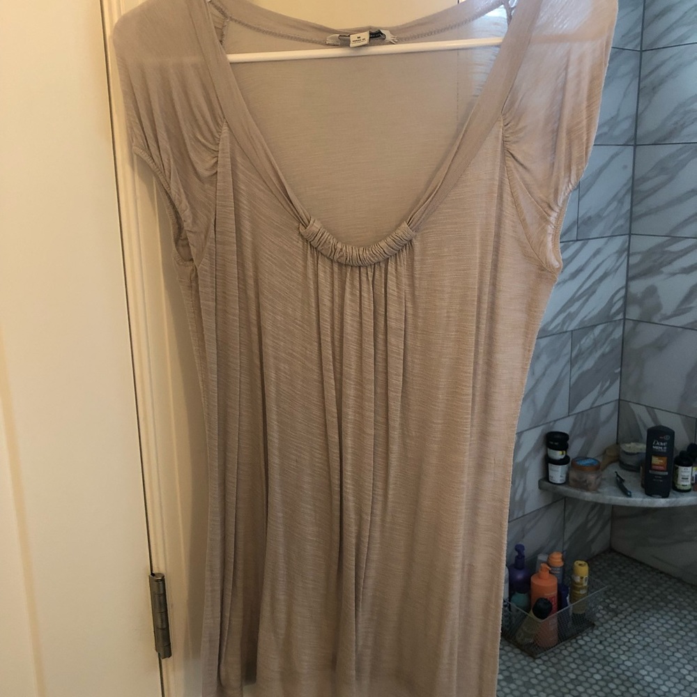 Sheer gray cap sleeve top